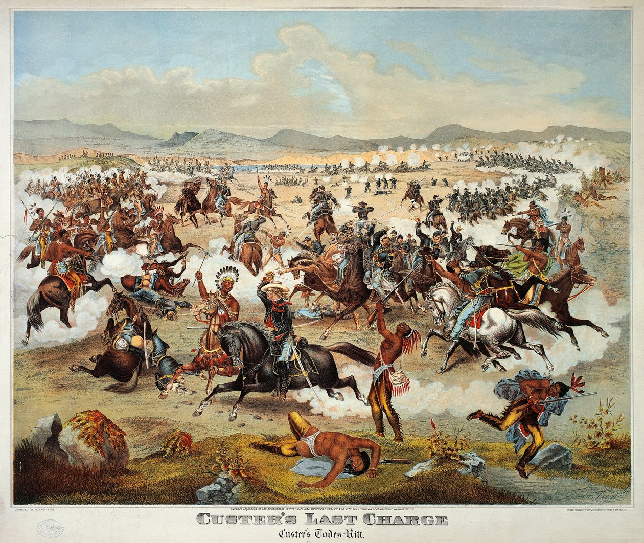 Custer tábornok utolsó ütközete a Little Bighorn-i csatában, június 25. alkotó: American School