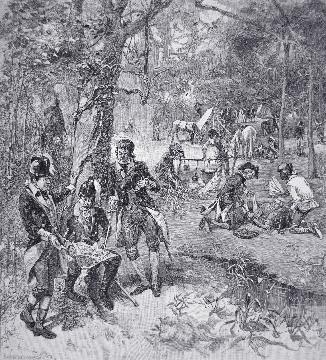 Francis Marion tábornok a táborban (litho) alkotó: American School
