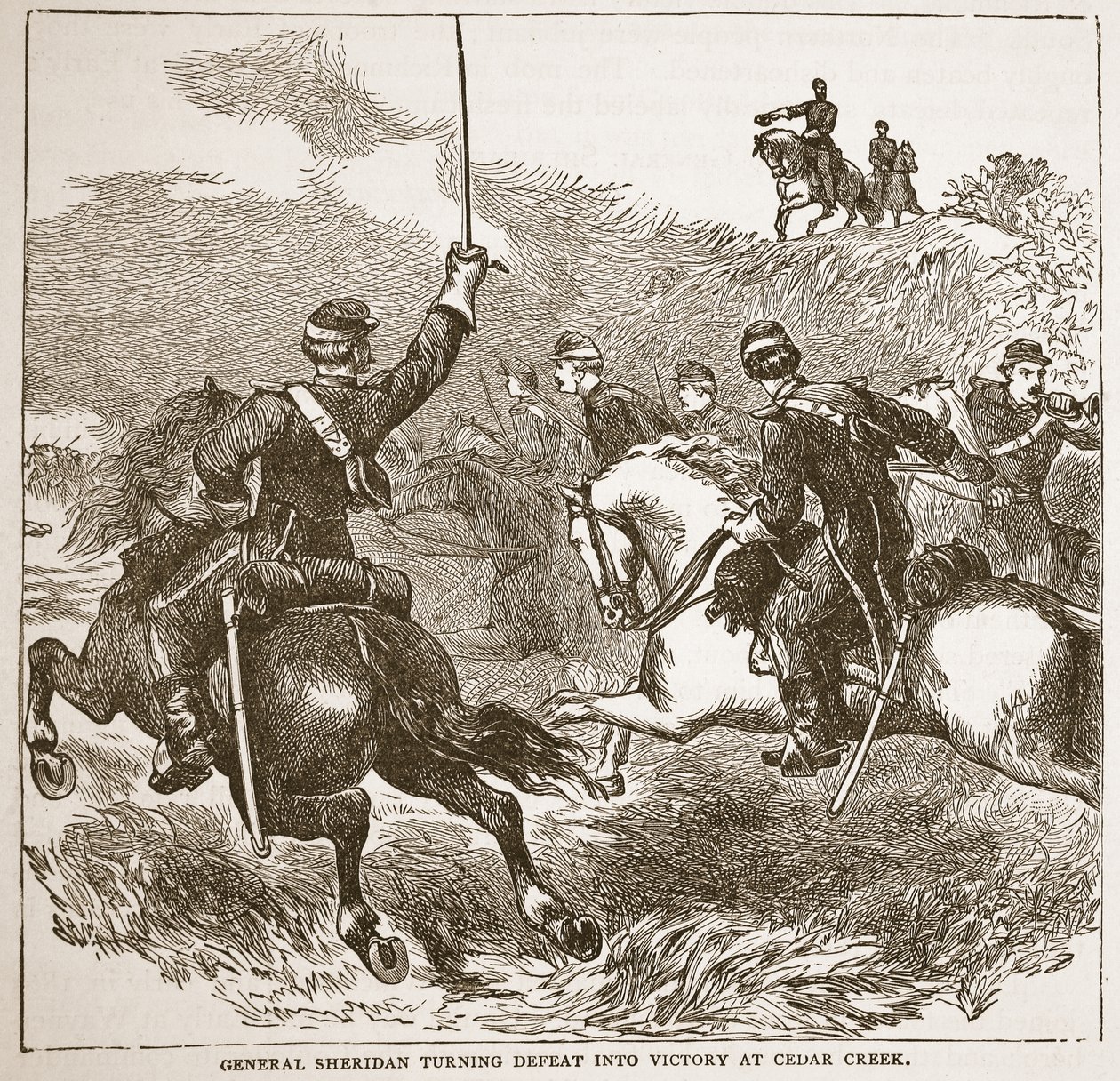 Sheridan tábornok, aki a vereséget győzelemre fordítja Cedar Creekben, egy könyvkocsmából. 1896 alkotó: American School