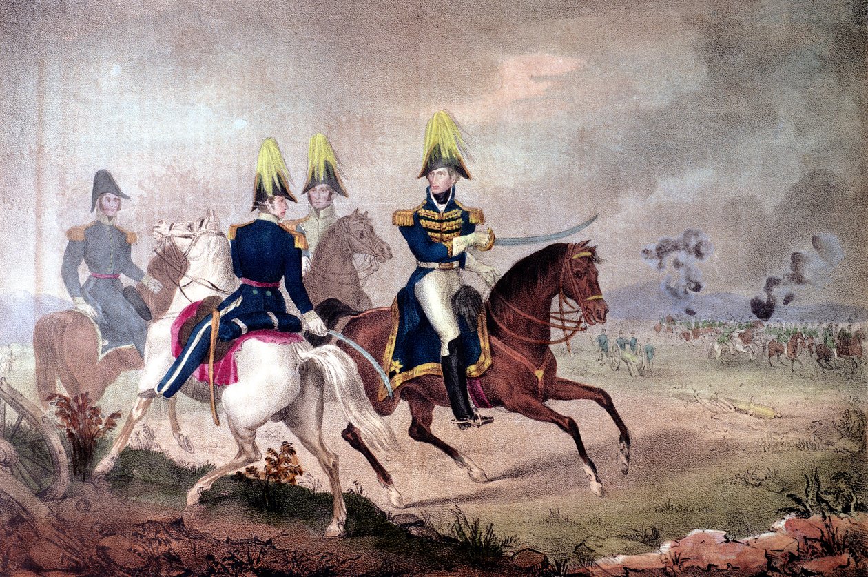William Henry Harrison tábornok (1773-1841) és személyzet az 1813-as Temzei csatában alkotó: American School