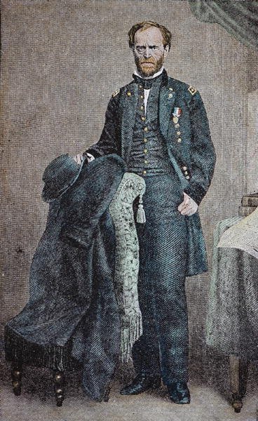 William T. Sherman tábornok (1820-91) (színes litó) alkotó: American School