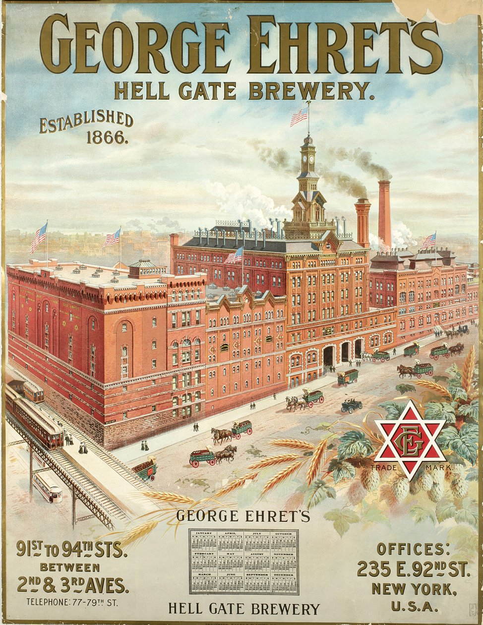 George Ehrets Hell Gate sörfőzde, 1866-ban alapították alkotó: American School