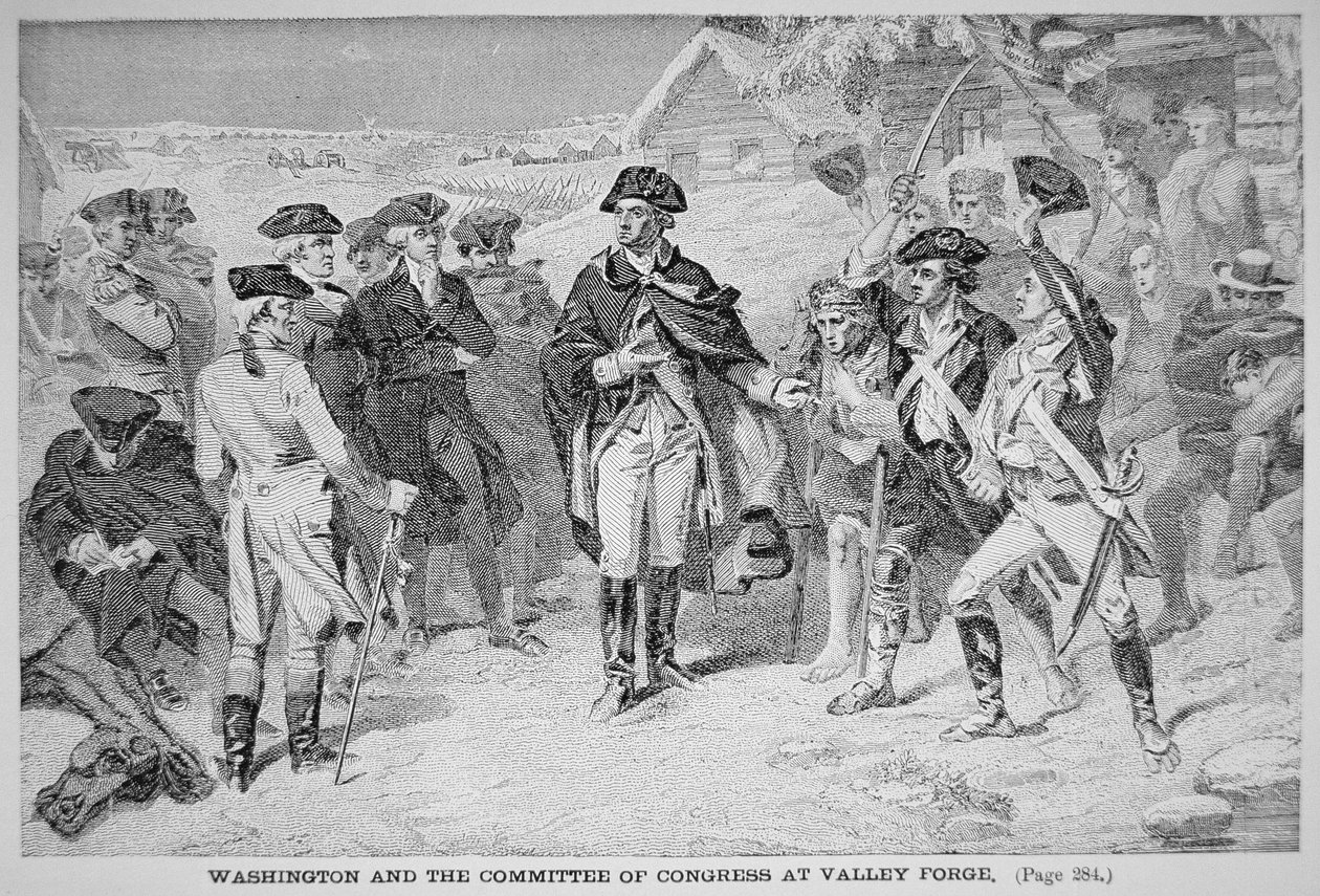 George Washington Valley Forge-ban a kontinentális hadseregével, tél és tavasz alkotó: American School