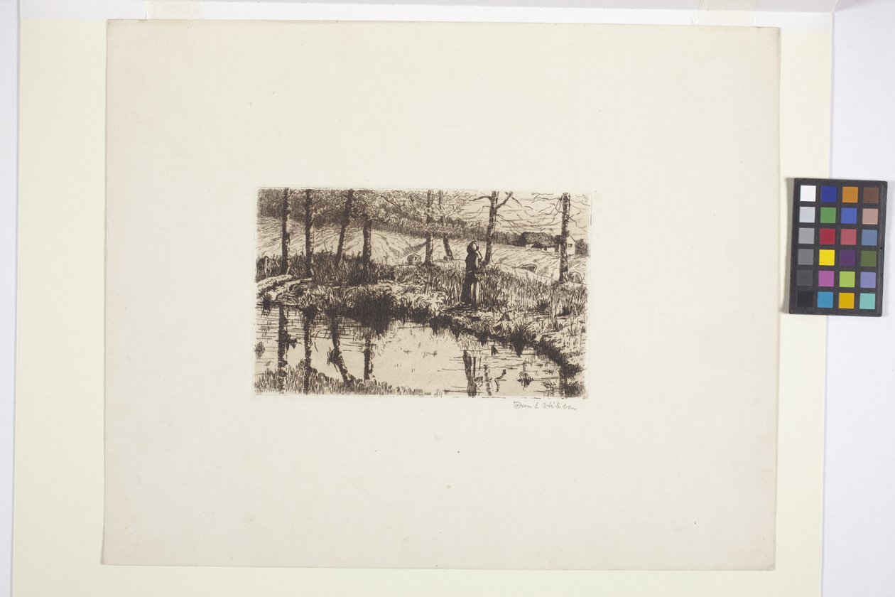 Girl By Pond (tinta) alkotó: American School