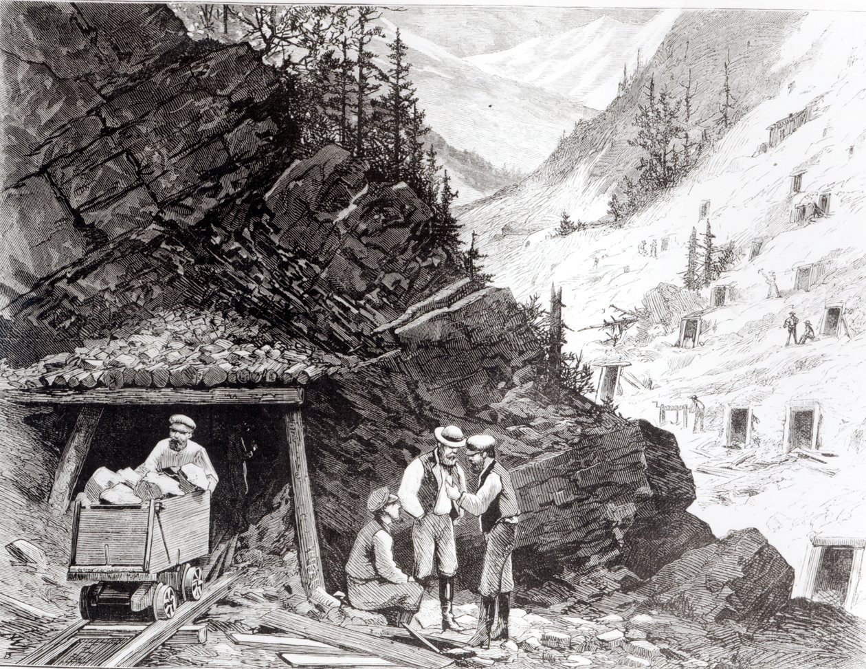 Arany- és ezüstbányászat, Colorado – Mézfésűs hegy, Frenzeny és Tavernier rajzából alkotó: American School