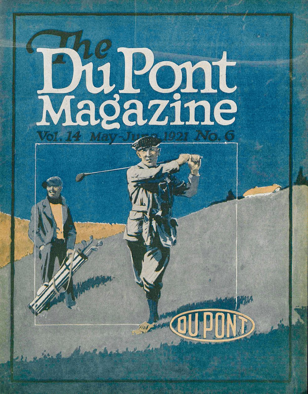 Golfozás, a DuPont Magazin címlapja, 1921. május-június alkotó: American School