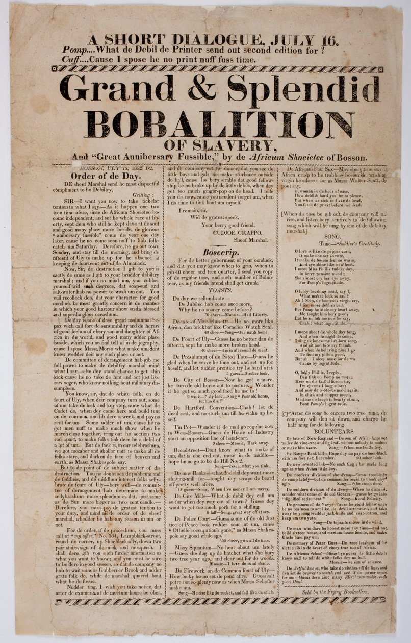 A rabszolgaság nagyszerű és pompás bobalíciója, 1822 alkotó: American School