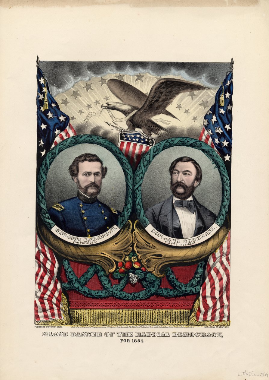A radikális demokrácia nagy zászlója, 1864, kocsma. Currier & Ives, 1864 alkotó: American School