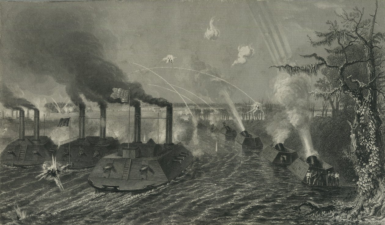 Fegyver- és aknavetőhajók a Mississippin, 1878 körül alkotó: American School