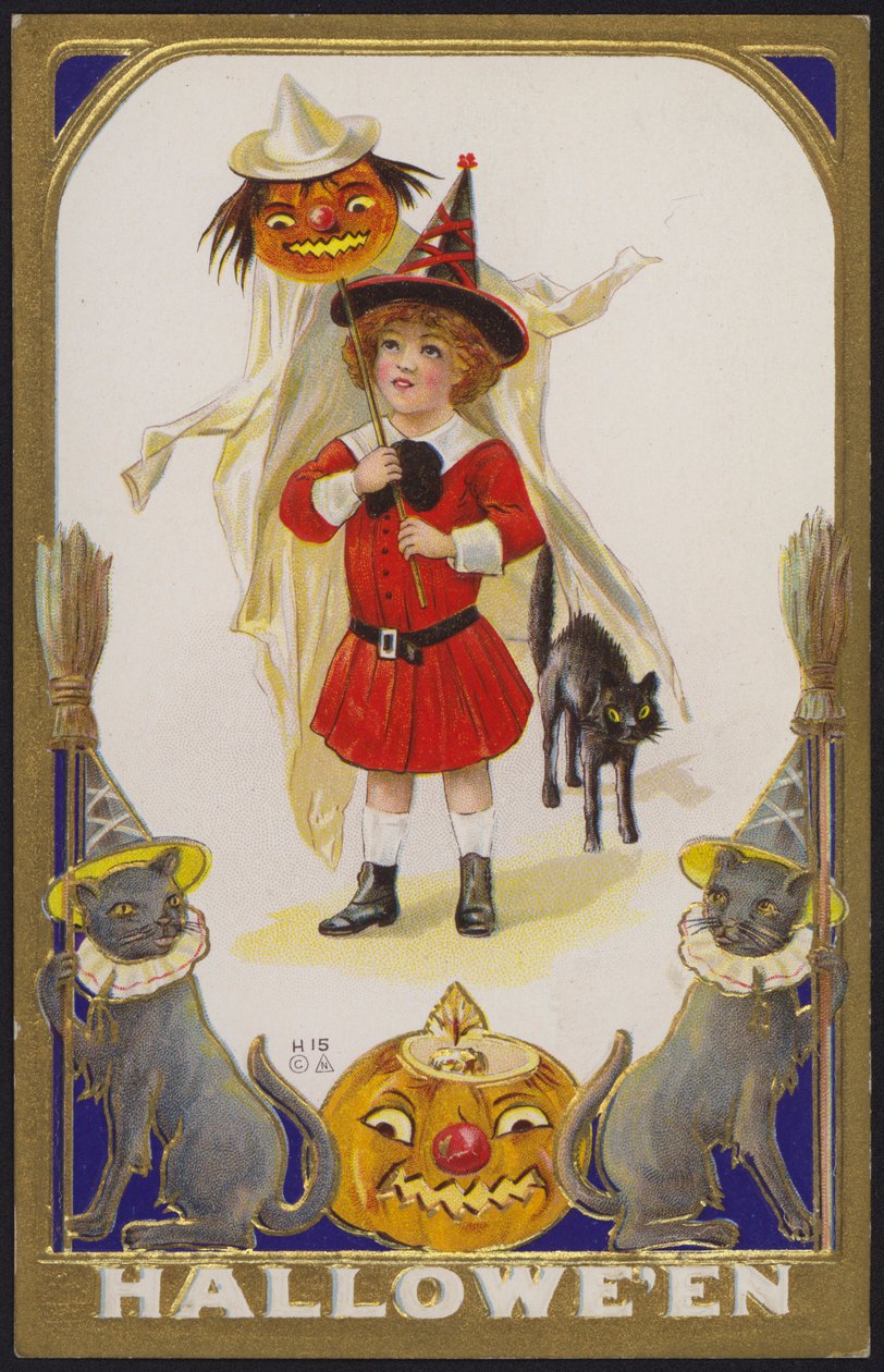 Halloween kártya (színes litográfia) alkotó: American School