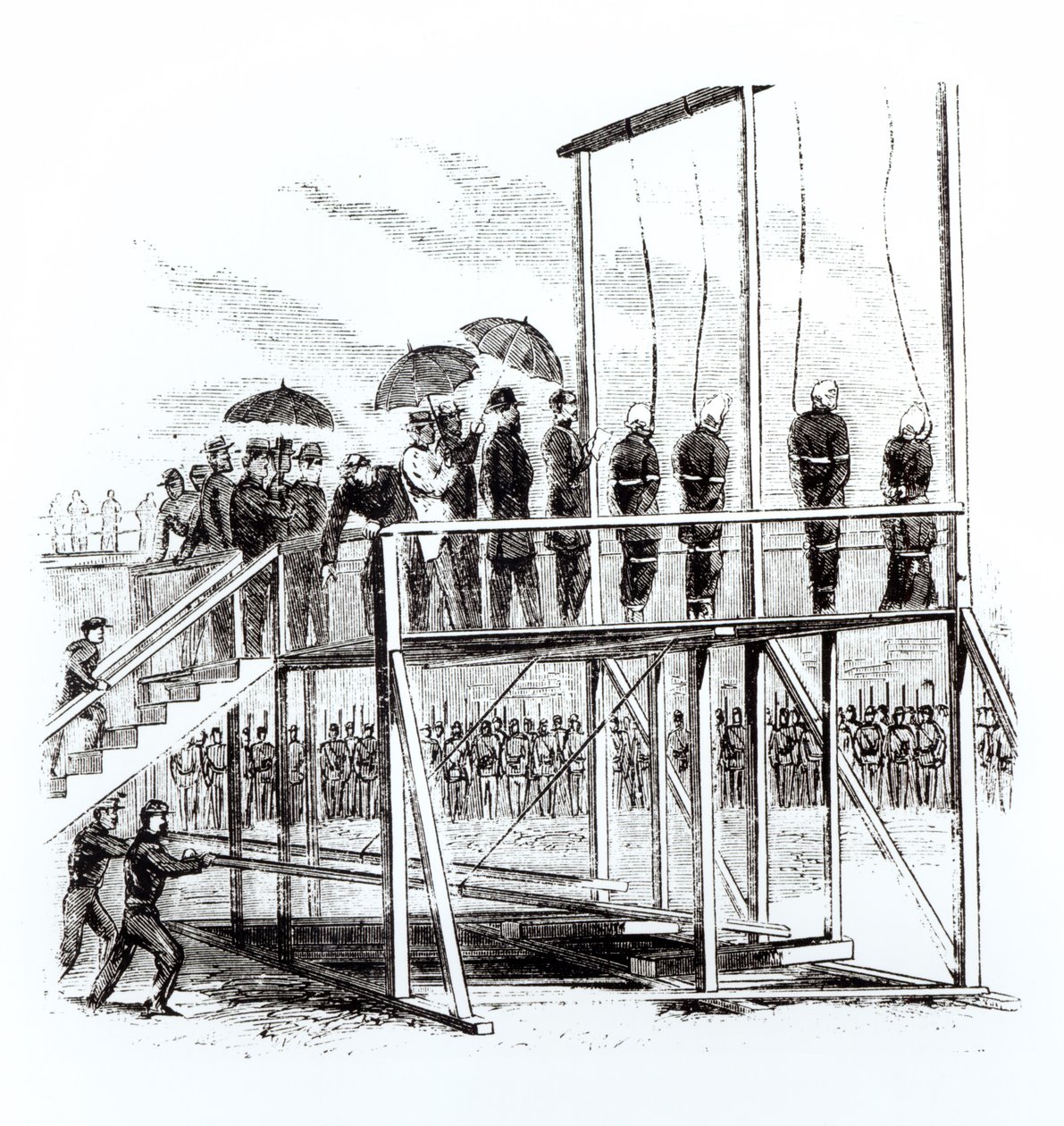 A Lincoln-gyilkosság összeesküvőinek felakasztása, 1865. július 7 alkotó: American School