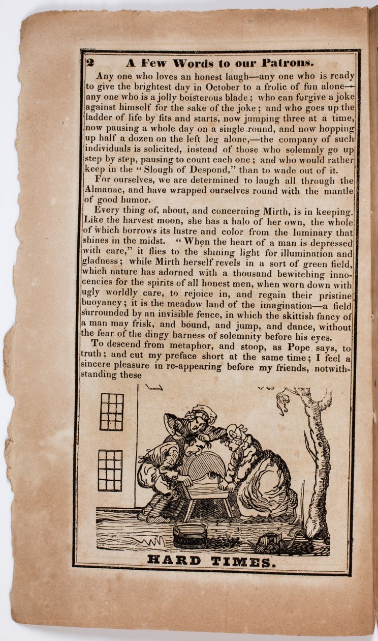 Hard Times, 2. oldal a The American Comic Almanach for 1838-ból alkotó: American School
