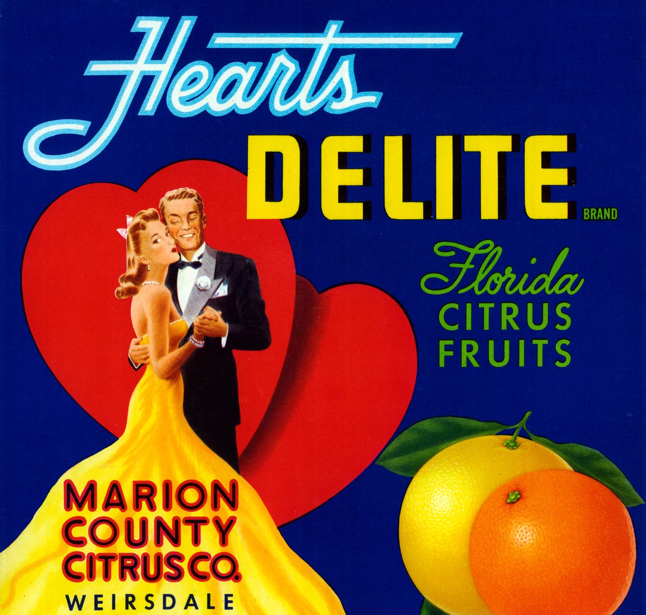 Hearts Delite gyümölcsláda címke, 1920 körül (litográfia) alkotó: American School