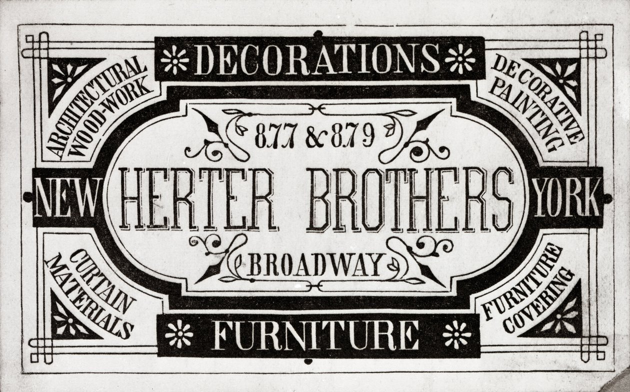 Herter Brothers, Decorations, Furniture, 877 & 879 Broadway, New York (litho [kereskedelmi kártya]) alkotó: American School