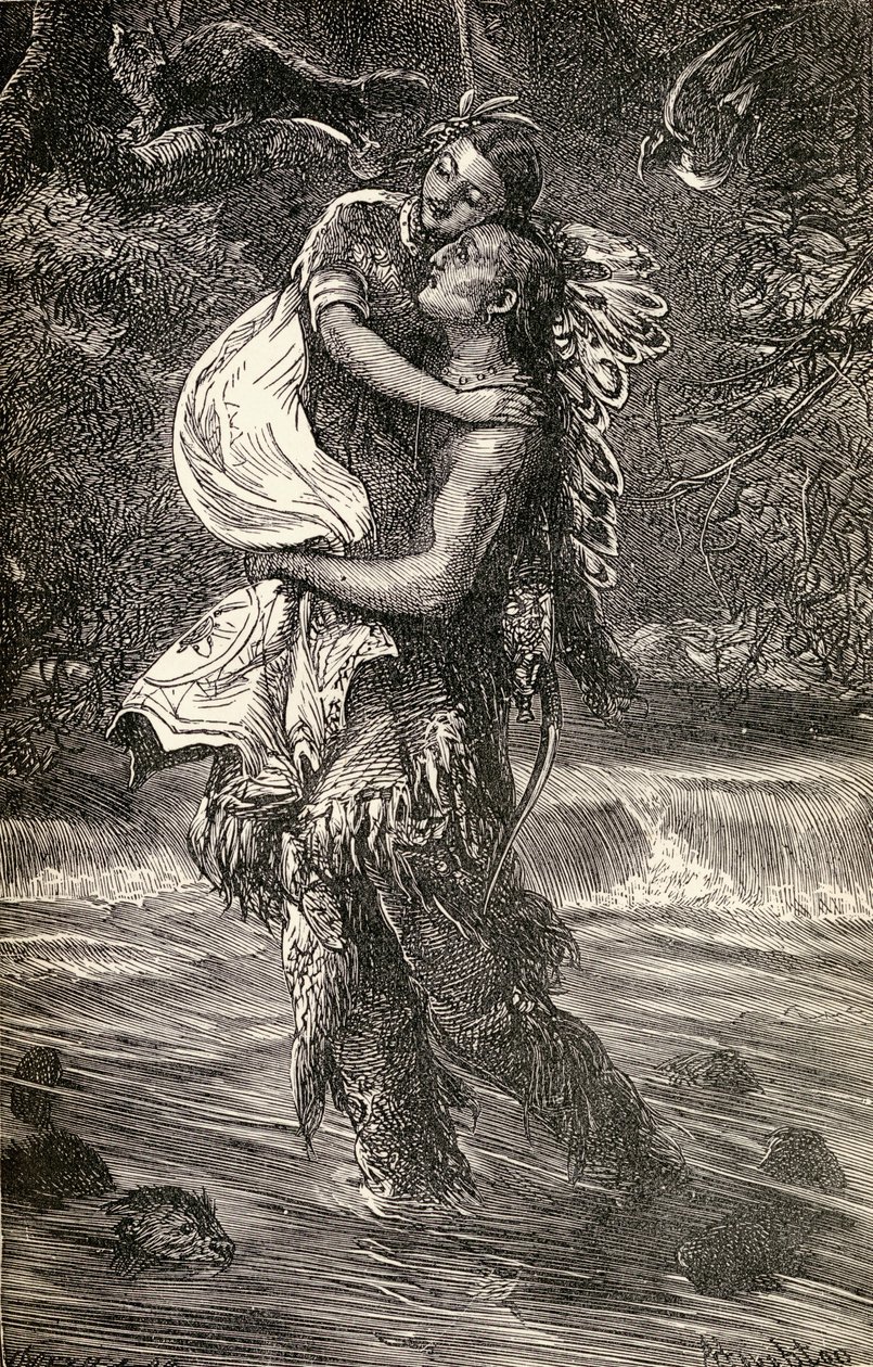Hiawatha és Minnehaha, illusztráció Henry Wadsworth Longfellow (1807-82) „Hiawatha” című költeményéből, 1855-ben alkotó: American School