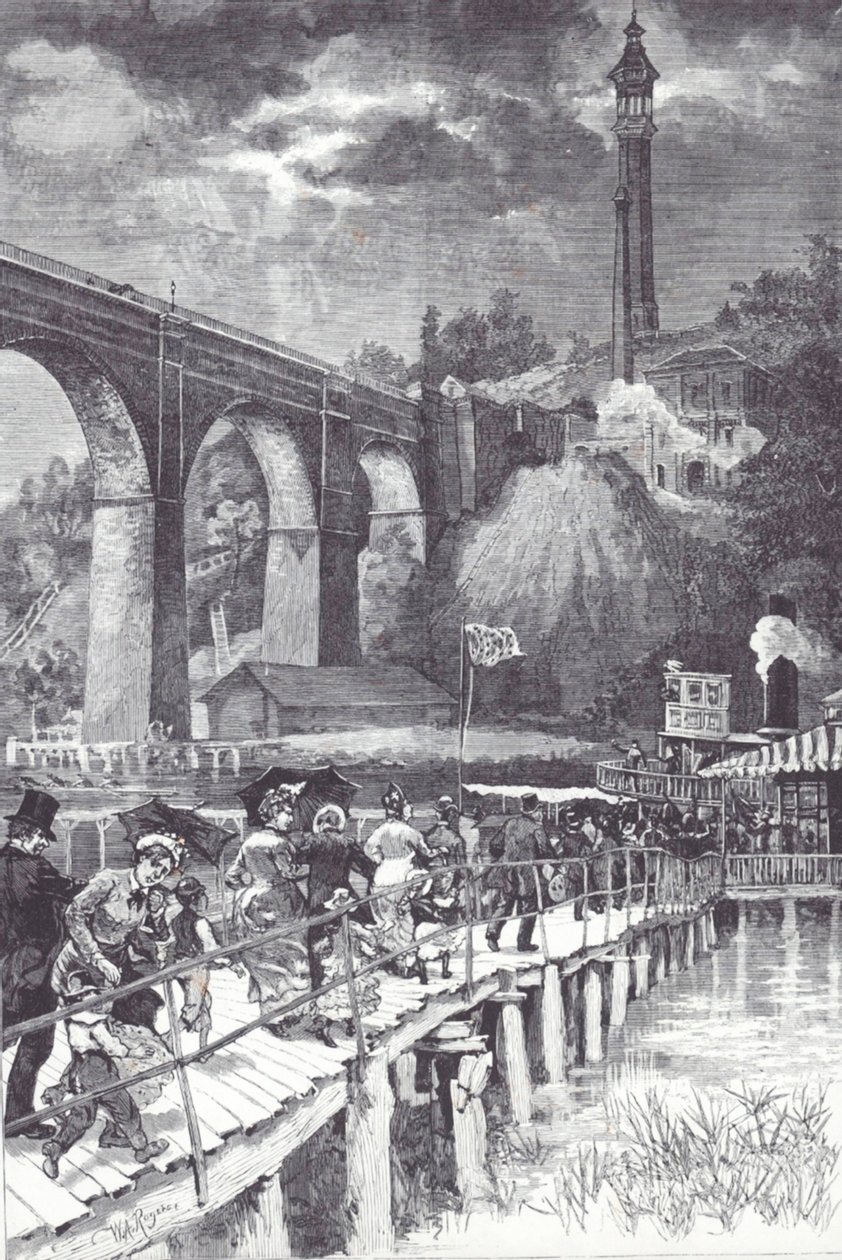 High Bridge a Harlem folyón, amely édes vizet szállít Westchester megyéből a Central Park víztározójába alkotó: American School