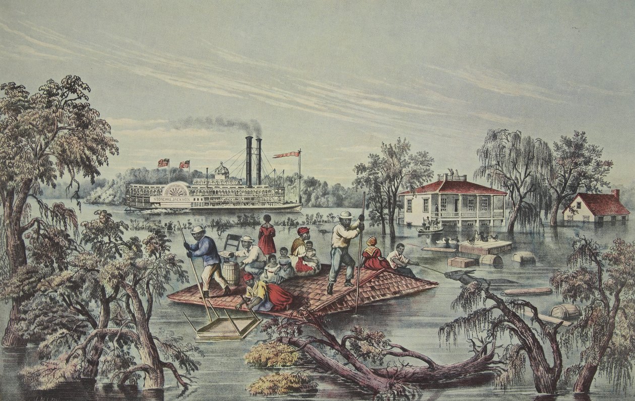 High Water In The Mississippi, pub. 1868, Currier & Ives alkotó: American School