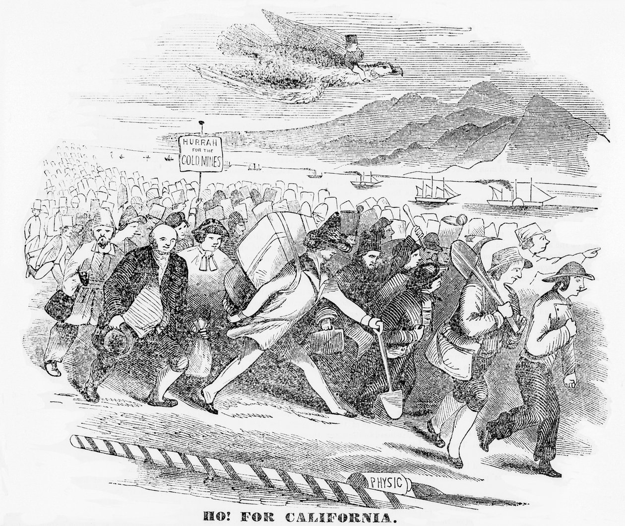 Ho! Kalifornia esetében, illusztráció a New York-i atlaszból, 1849. január 14 alkotó: American School