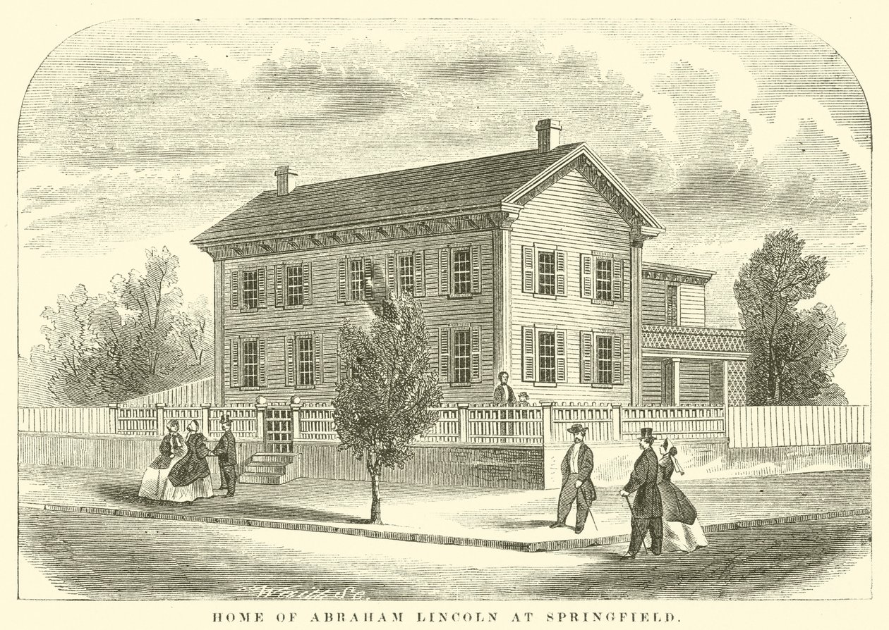 Abraham Lincoln otthona Springfieldben (metszet) alkotó: American School