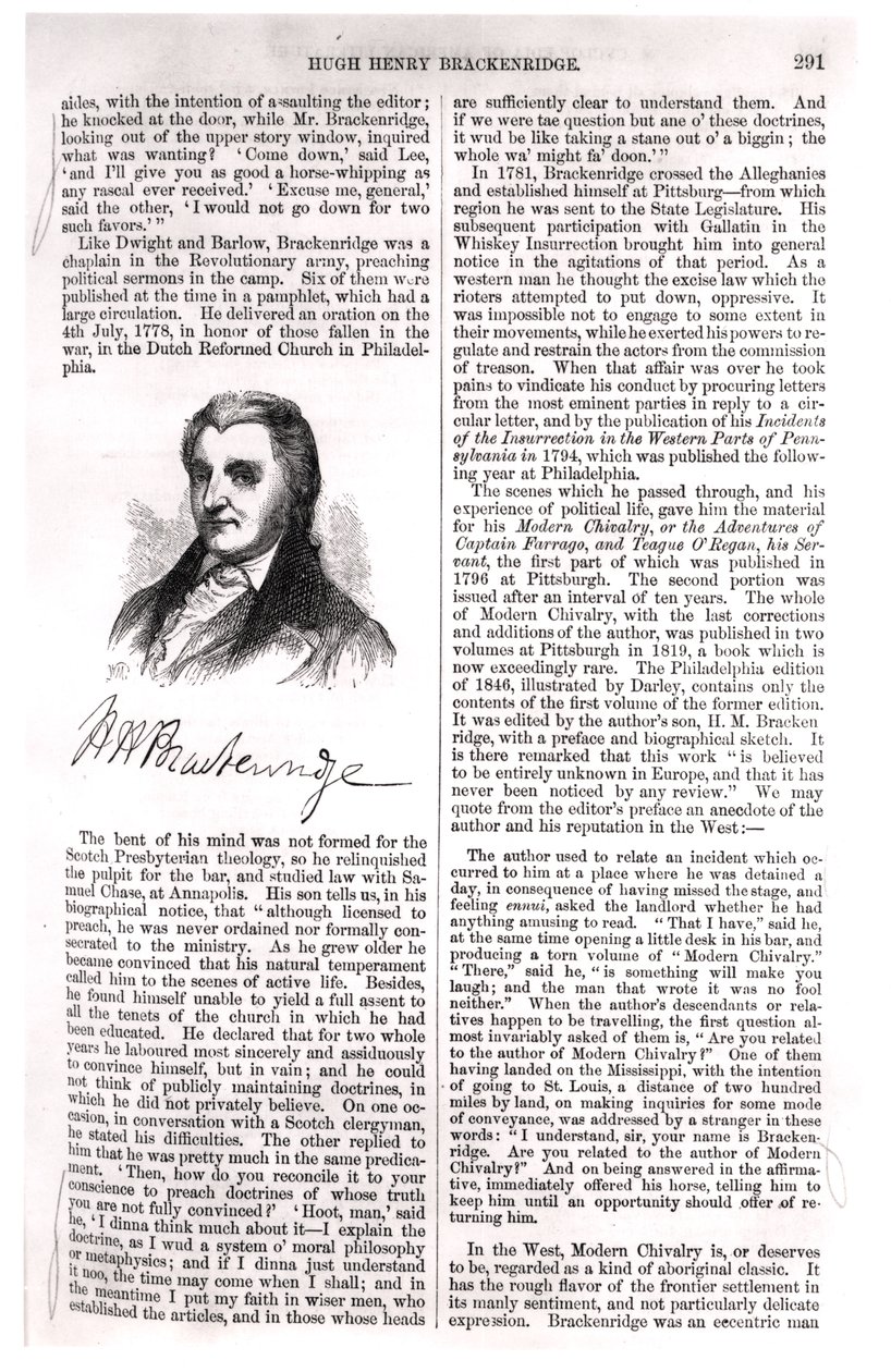 Hugh Henry Brackenridge (1748-1816) a Cyclopedia of American Literature-ből, Evert Augustus Duyckinck (1816-78) 1855 alkotó: American School
