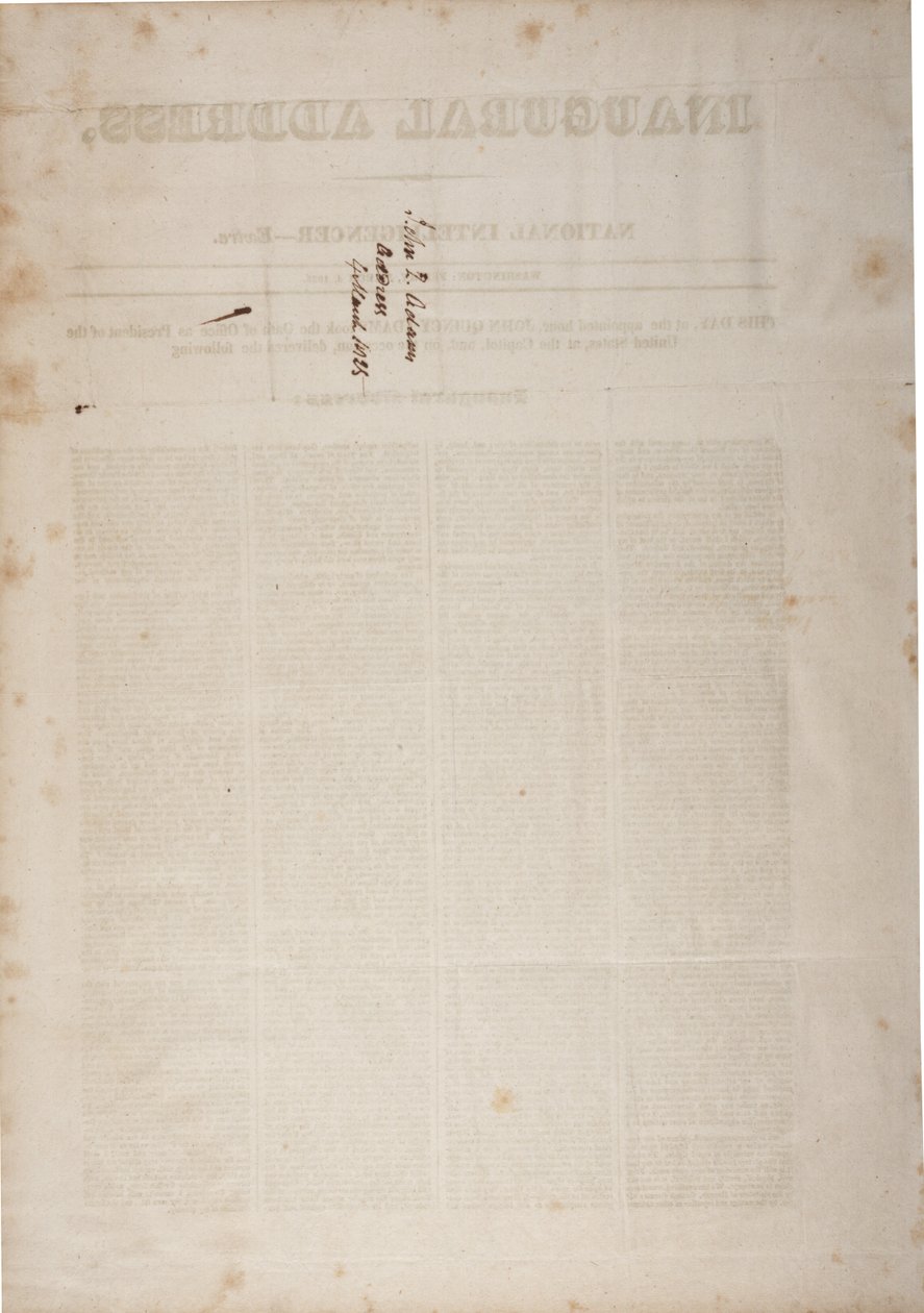 John Quincy Adams beiktatási beszéde, 1825. március 4. (lásd még: GLC 696059) alkotó: American School