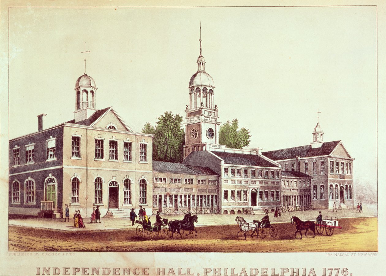 Independence Hall, Philadelphia, 1776, kiadó: Nathaniel Currier (1813-88) és James Merritt Ives (1824-95) alkotó: American School