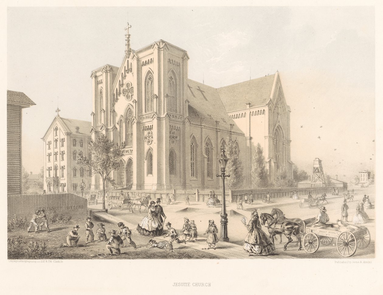 Jezsuita templom, Szent Család temploma, Chicago 1866 (litho) alkotó: American School