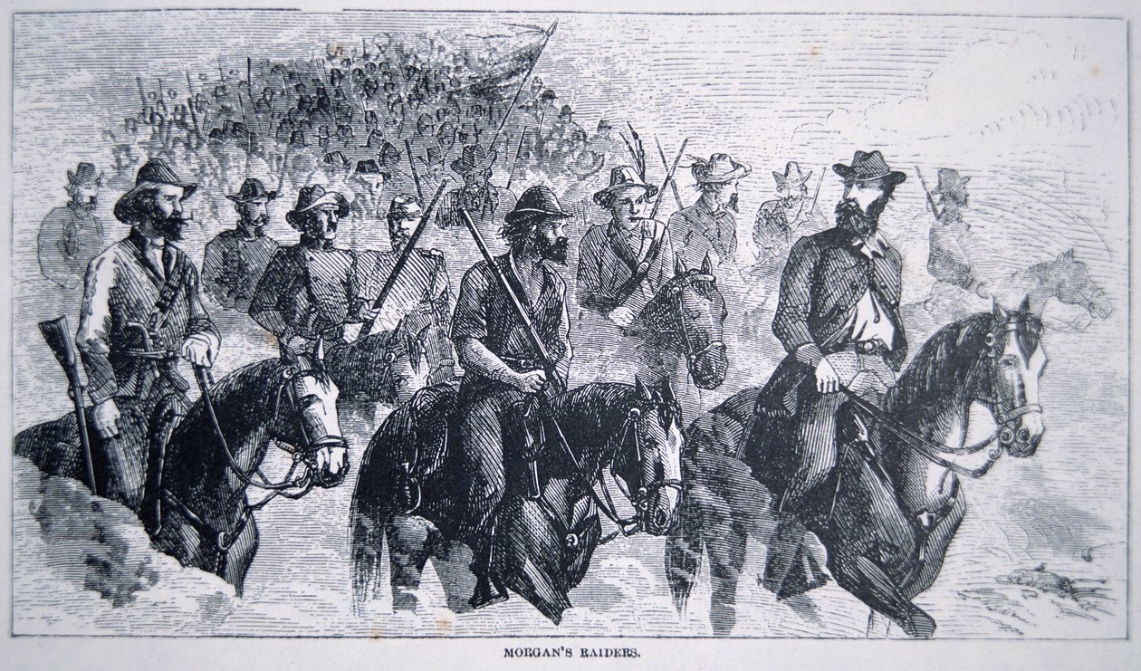 John Hunt Morgan (1825-64) Raiders (litho) alkotó: American School