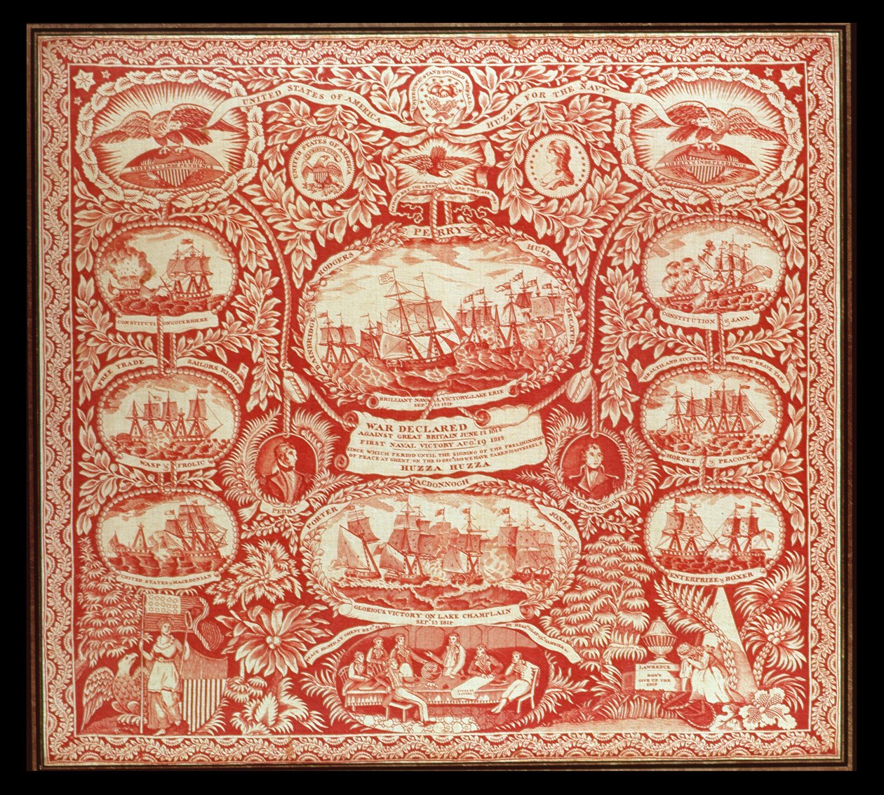 Kendő az 1812-es háború győzelmeinek emlékére, 1815 körül (pamut) alkotó: American School