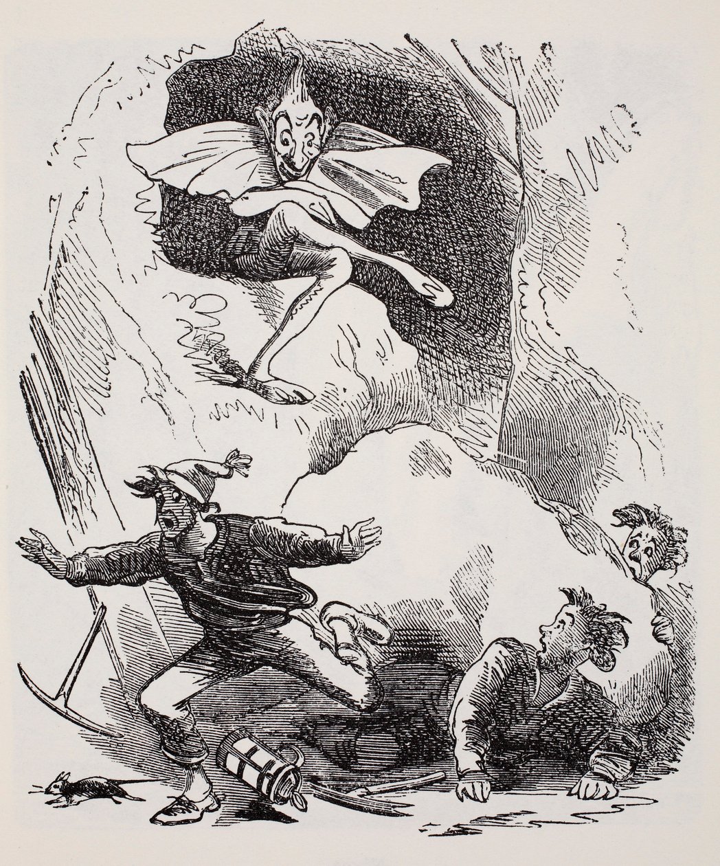 Kobolds, Thomas Keightley (1789-1872) A gnómok, tündérek, tündék és más kis emberek világkalauzából, Megjelent 1880, (BW gravírozás) alkotó: American School