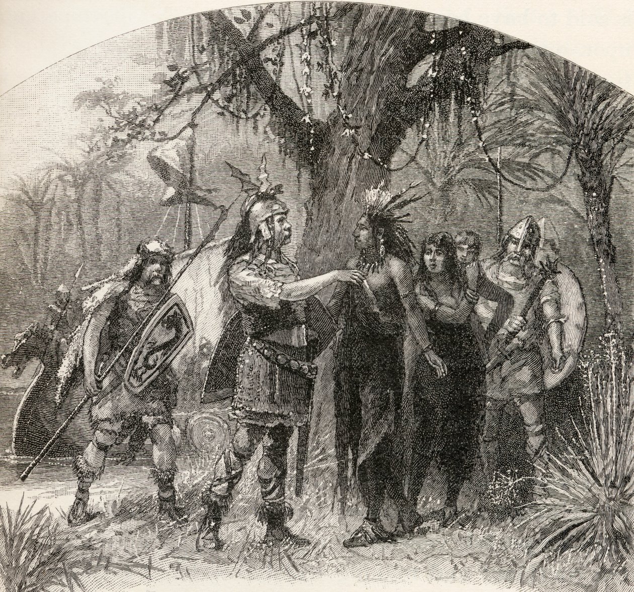 Az A. S. Barnes und Co. 1885-ben kiadott „A Brief History of the United States” című művéből: Landing of Northmen alkotó: American School