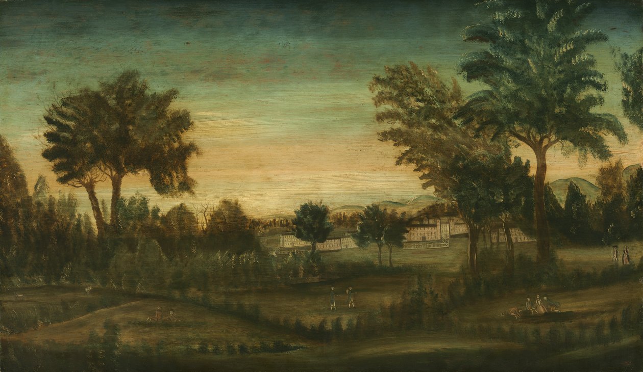 Táj épületekkel, 18. század vége alkotó: American School