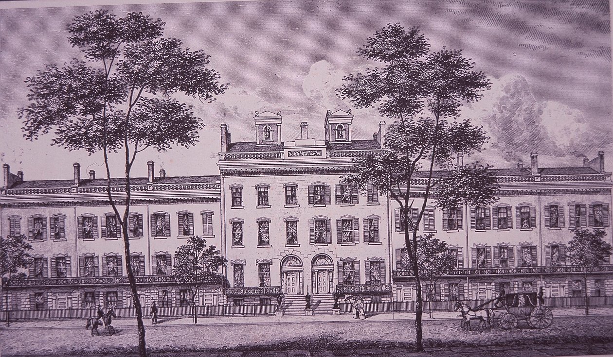 LeRoy Place 1831-ben, a mai Bleecker Street része Greenwich Village-ben (metszet) alkotó: American School