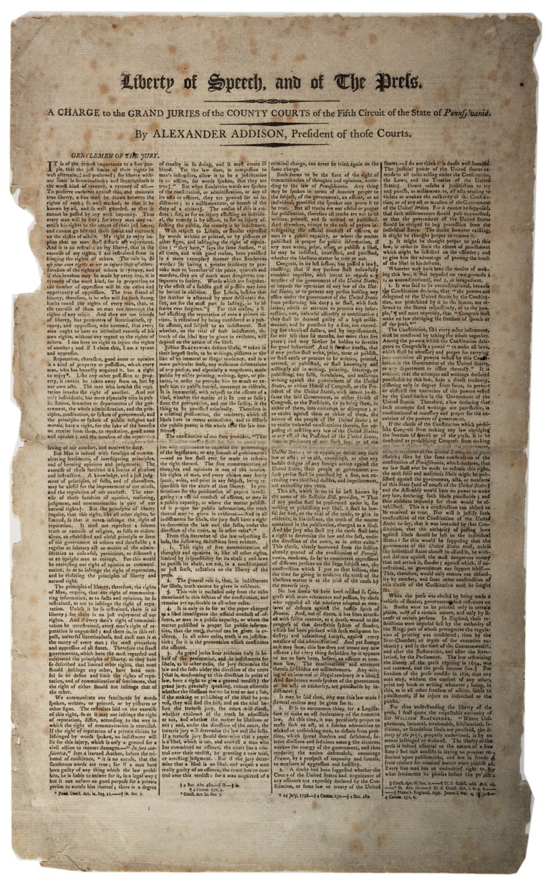 A Szólás és a sajtó szabadsága, 1799. január alkotó: American School