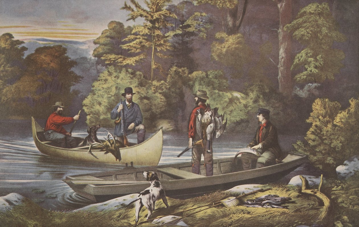 Élet az erdőben, Visszatérés a táborba, kocsma. 1860, Currier & Ives alkotó: American School