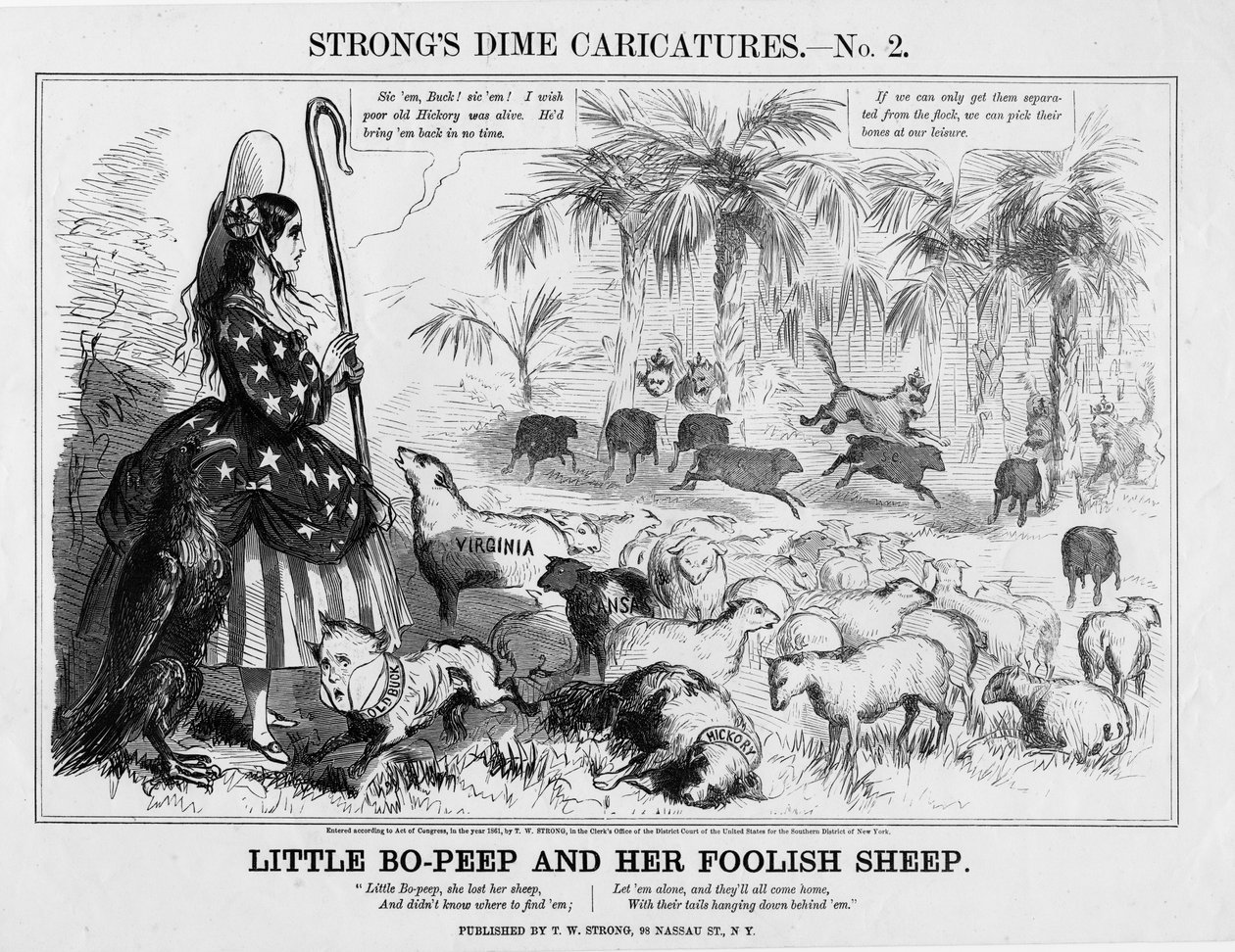 Kis Bo-Peep és bolond birkái, kiadó: T W Strong, New York, 1861 alkotó: American School