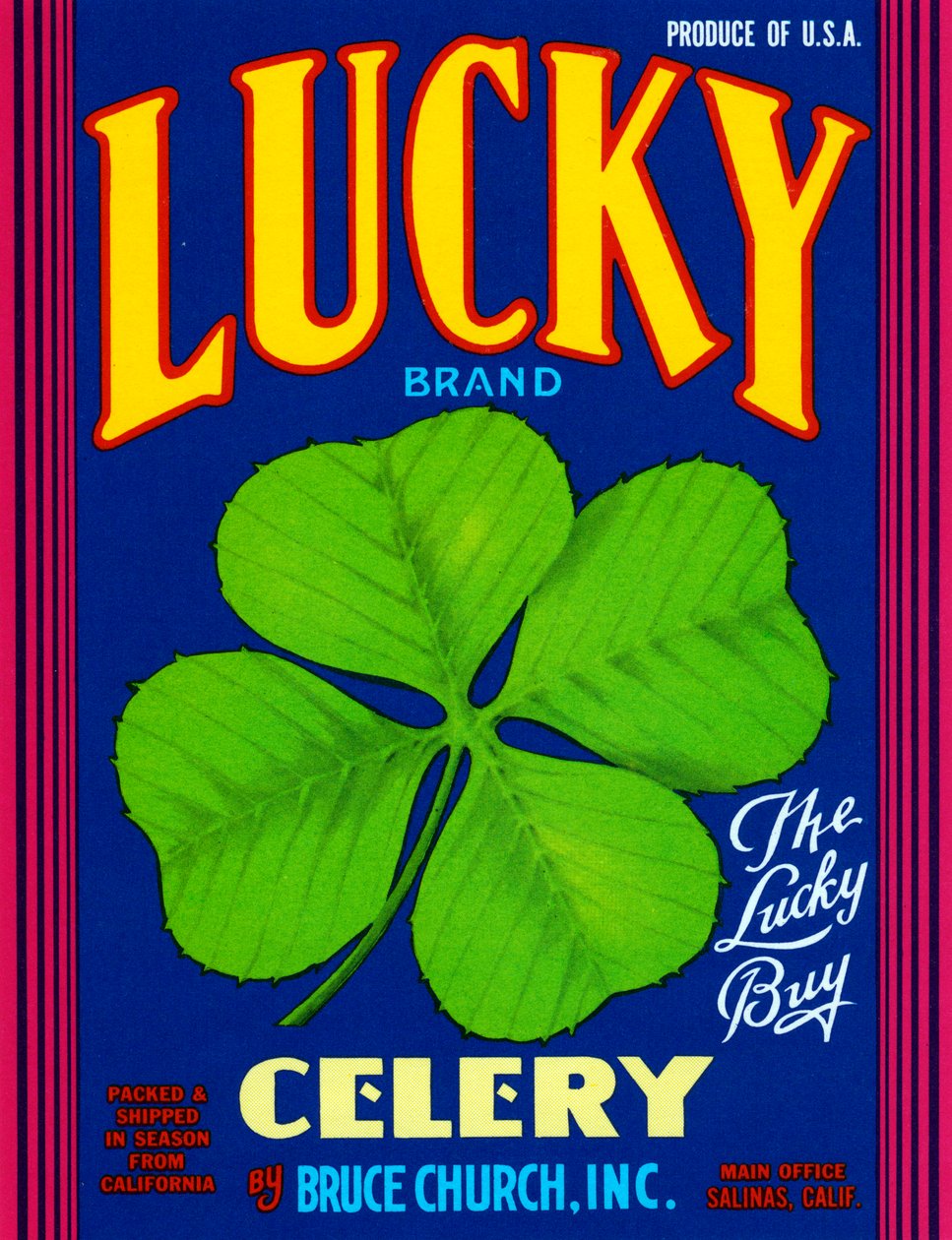 Lucky Brand Celery Fruit Crate Label, 1920 körül (litográfia) alkotó: American School