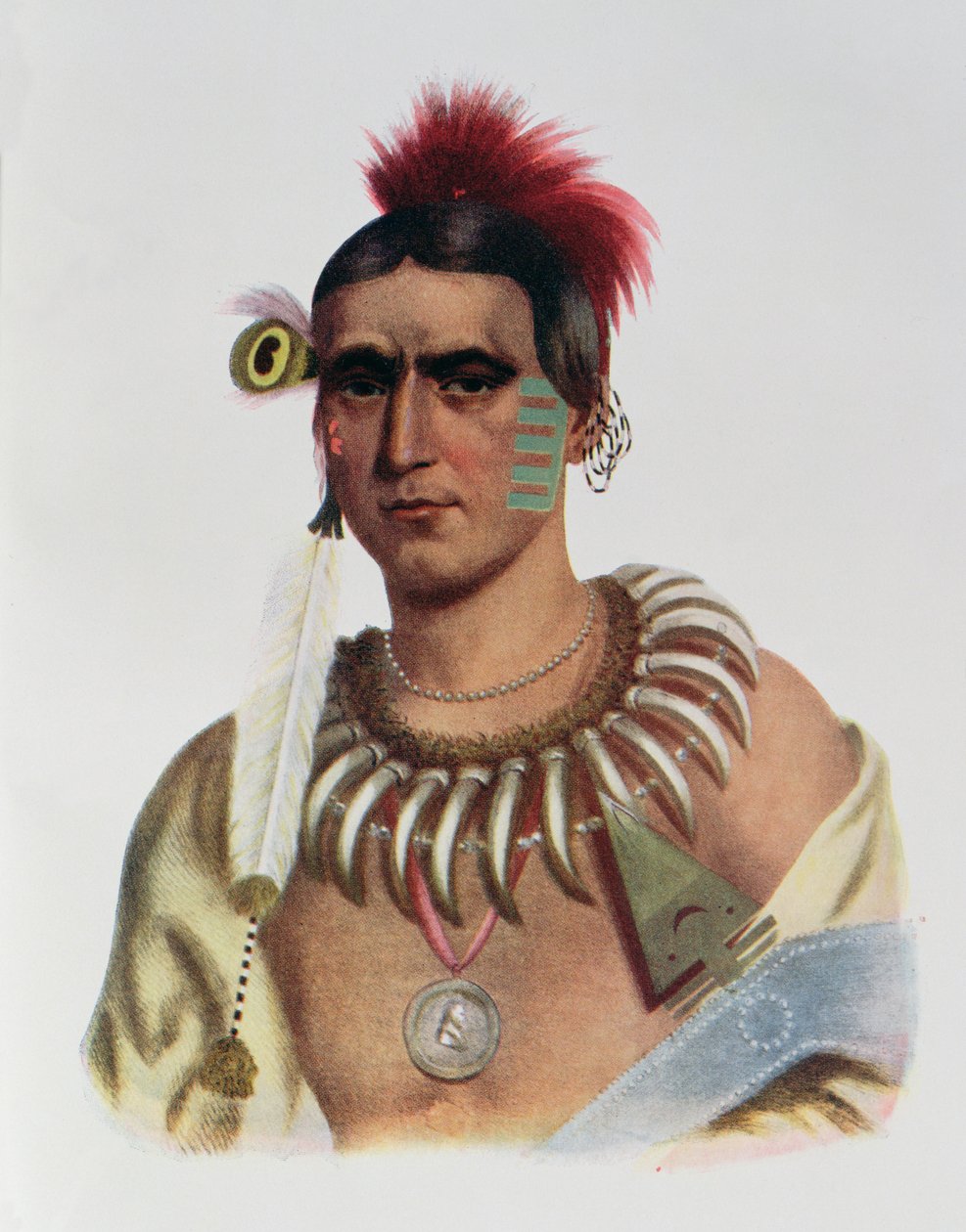 Ma-Has-Kah vagy „White Cloud”, egy iowai főnök, illusztráció a „The Indian Tribes of North America, Vol.1”, Thomas L. McKenney és James Hall, pub. írta John Grant alkotó: American School