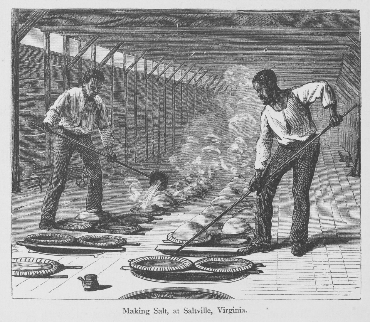 Sókészítés a virginiai Slatville-ben, Edward King „The Great South” című könyvéből, 1874 körül (metszet) alkotó: American School