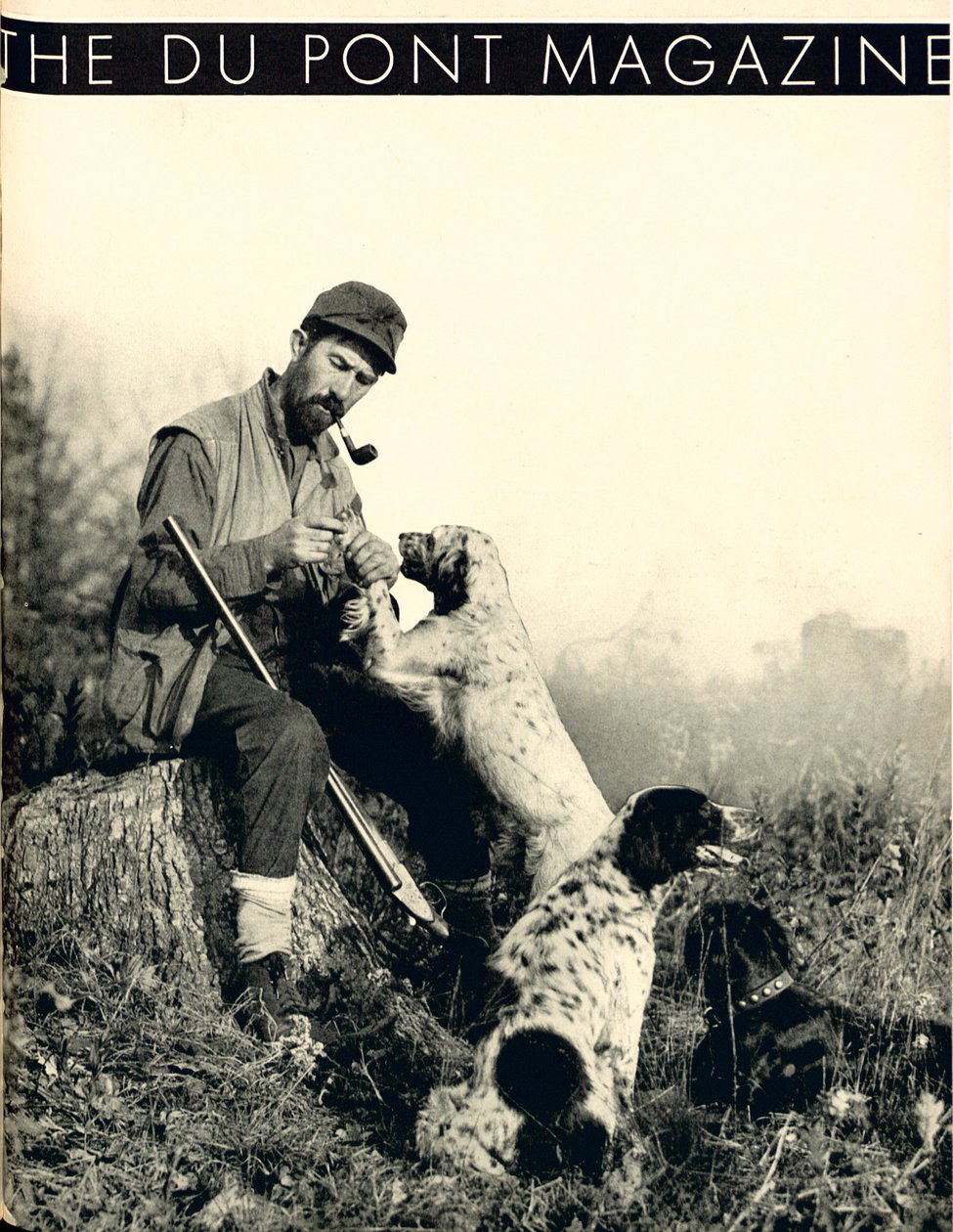 Ember vadászkutyákkal, a DuPont Magazin címlapja, 1934. november alkotó: American School