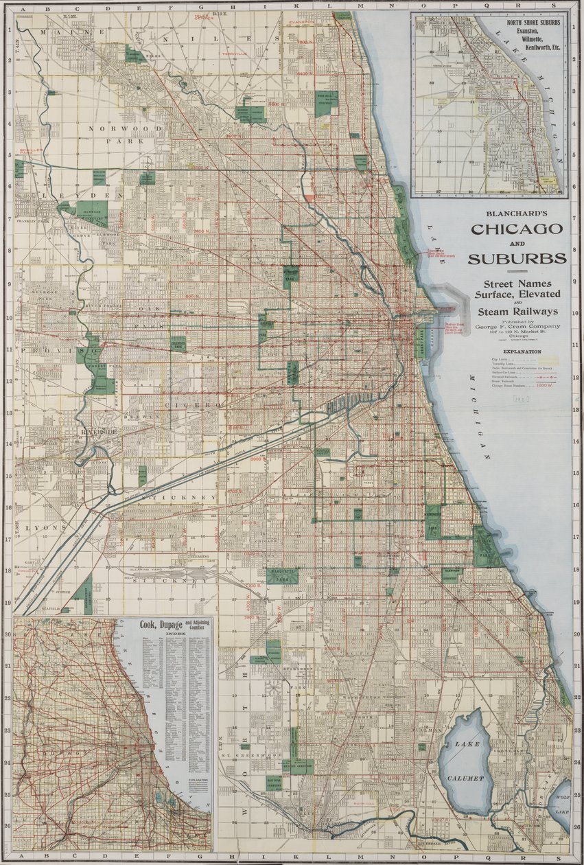 Chicago és külvárosai térképe alkotó: American School
