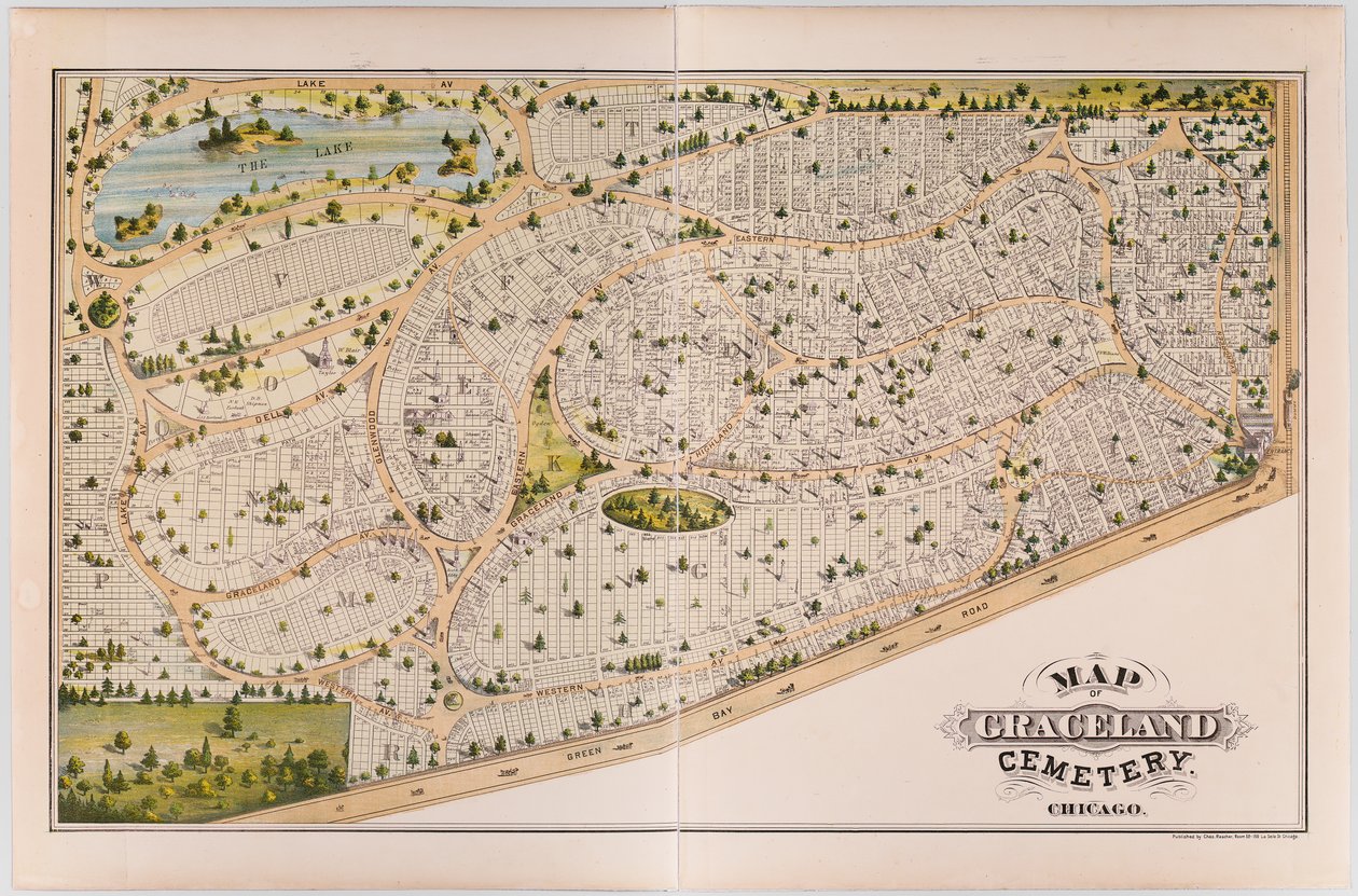 Graceland temető térképe, 1875 körül alkotó: American School