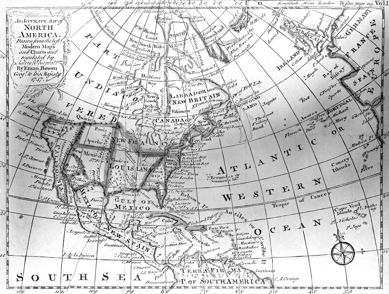 Észak-Amerika térképe, 1747 alkotó: American School