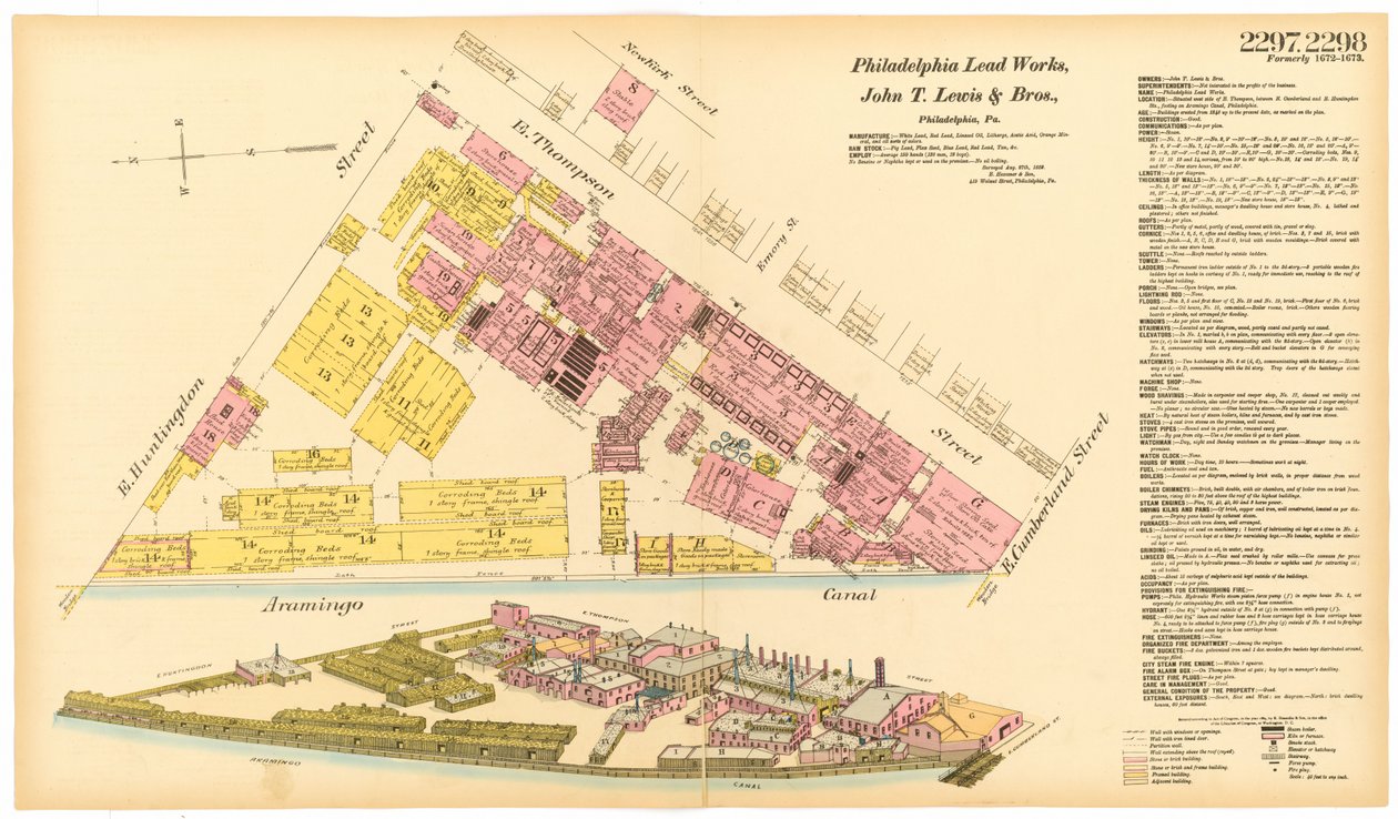 A Philadelphia Lead Works térképe, 1889 alkotó: American School