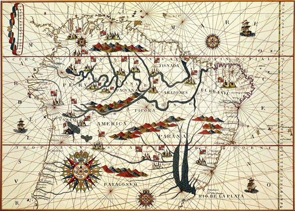 Dél-Amerika térképe 1582-ben alkotó: American School