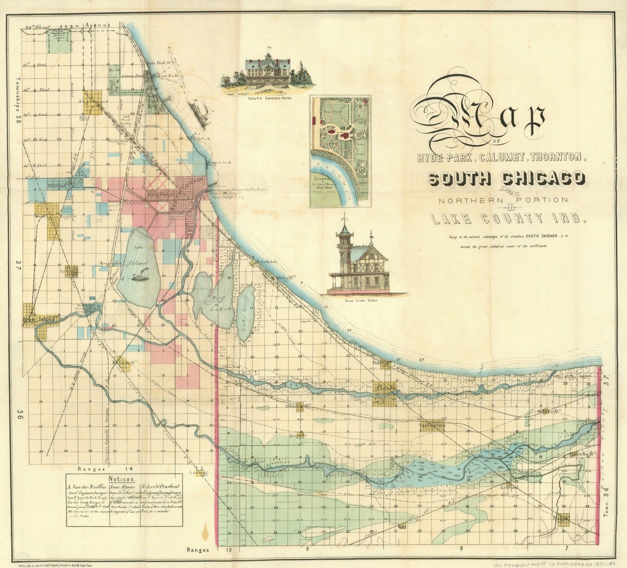 Dél-Chicagó térképe, 1871 alkotó: American School