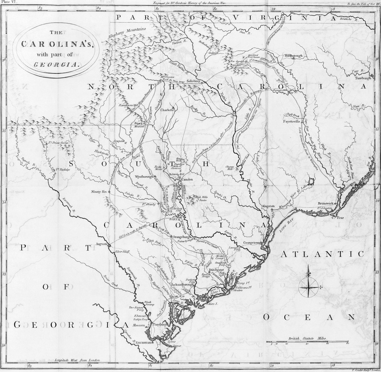 Karolinák térképe Georgia egy részével alkotó: American School