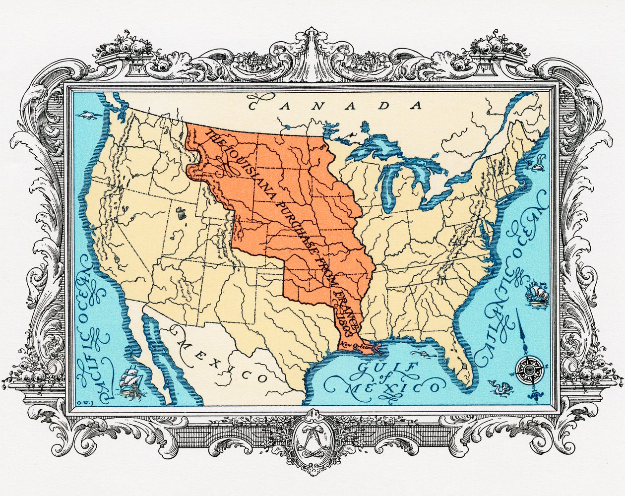A Louisiana-vásárlás térképe alkotó: American School
