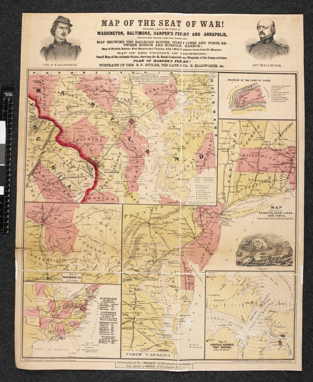 A hadiszék térképe. Tartalmaz egy térképet Washington, Baltimore, Harper