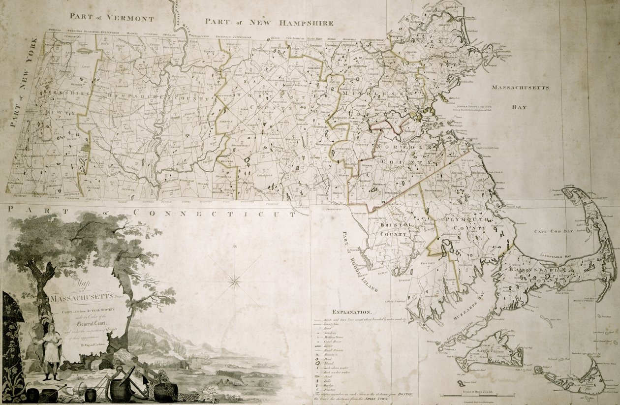 Massachusetts állam térképe, 1801 alkotó: American School